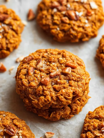 A close up of a cookie with nuts.