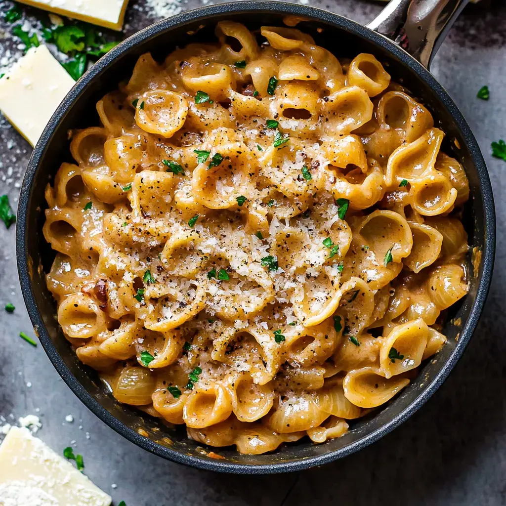 A close-up view of a bowl of creamy pasta topped with grated cheese and parsley, accompanied by slices of cheese on the side.