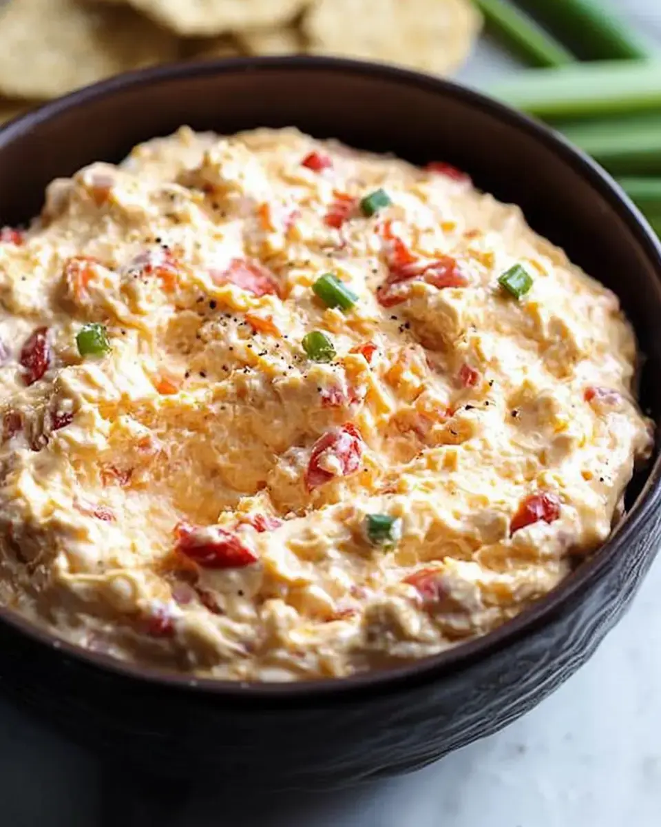 A bowl of creamy dip with chopped tomatoes and green onions, served with tortilla chips in the background.