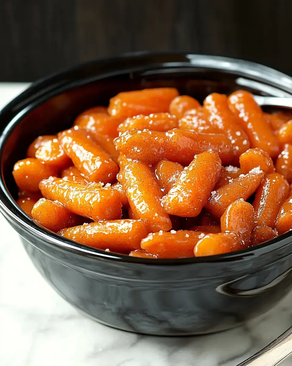 A black bowl filled with glossy, glazed cooked carrots.