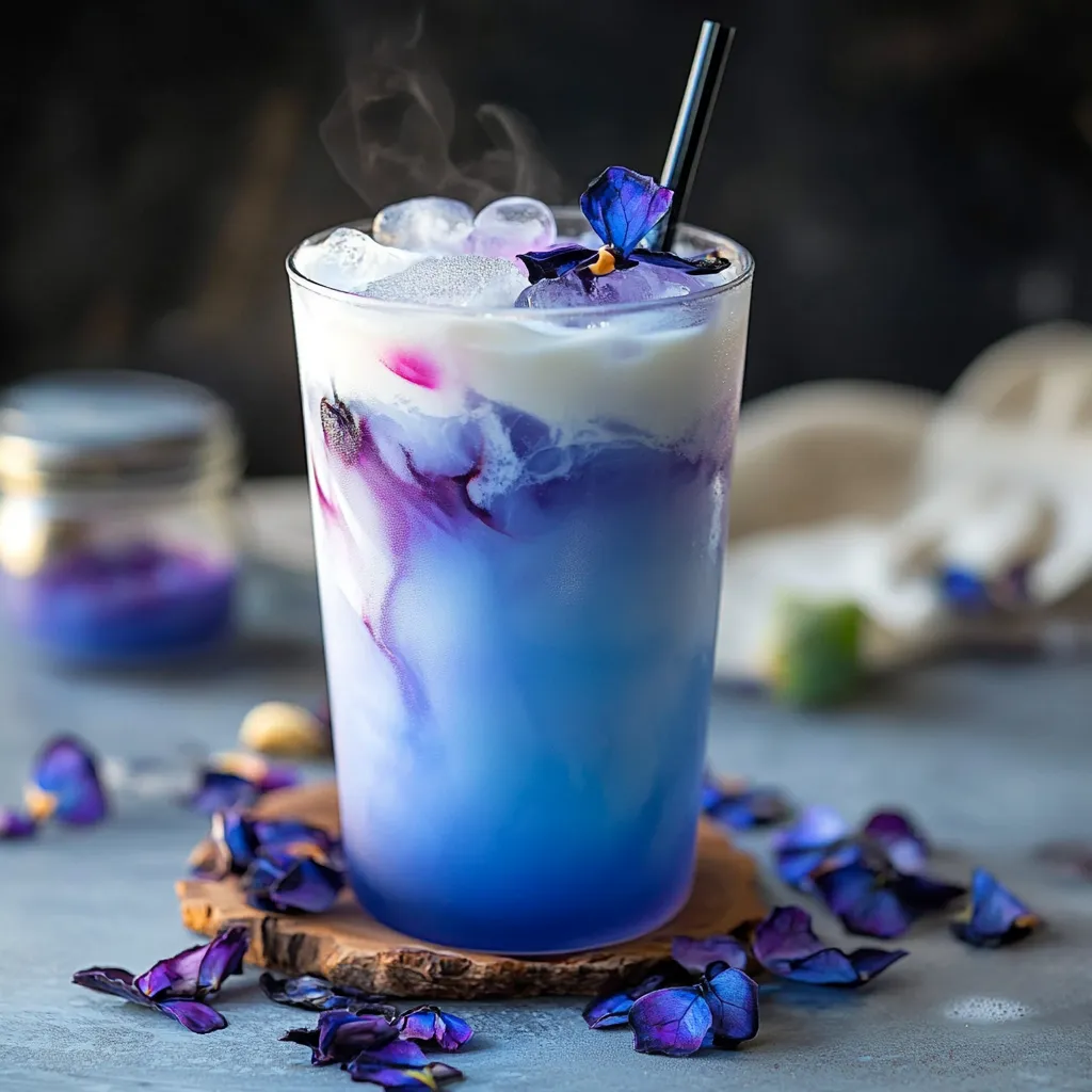 Iced Butterfly Pea Flower Tea Latte