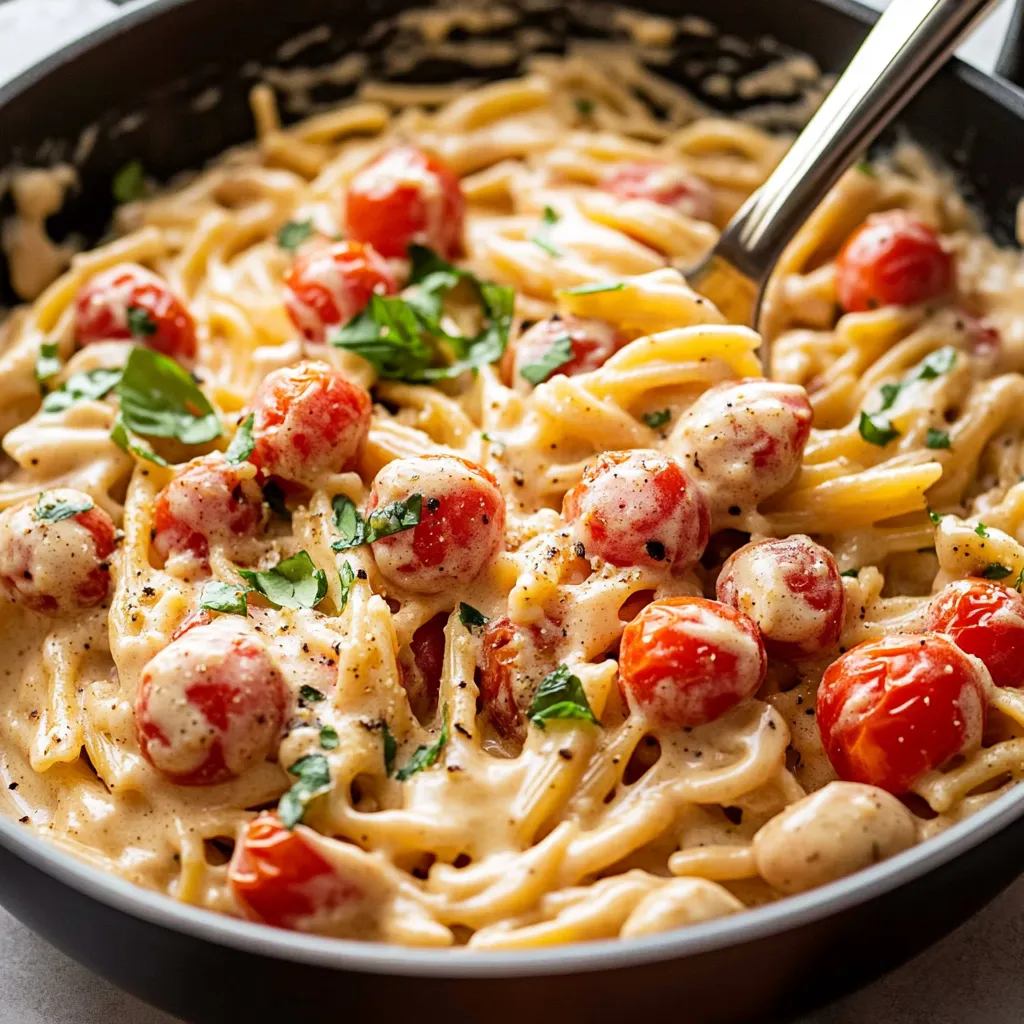 Tahini Pasta with Burst Cherry Tomatoes