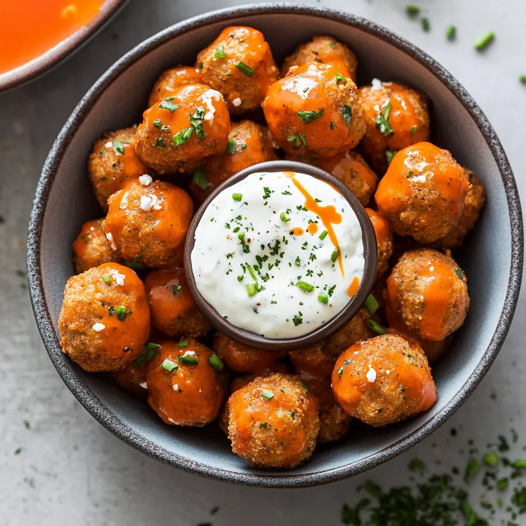 Buffalo Chickpea Meatballs with Yogurt Ranch