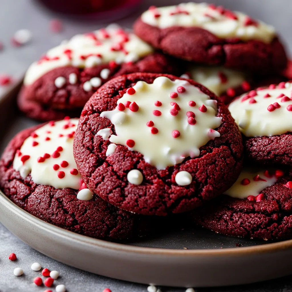 Best White Chocolate Dipped Red Velvet Cookies