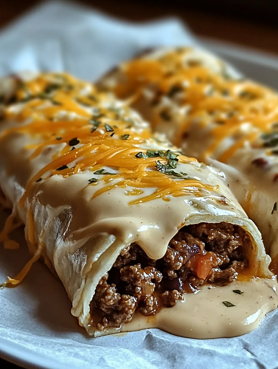 Cheesy Ground Beef Delight Wrap with Creamy Sauce Recipe