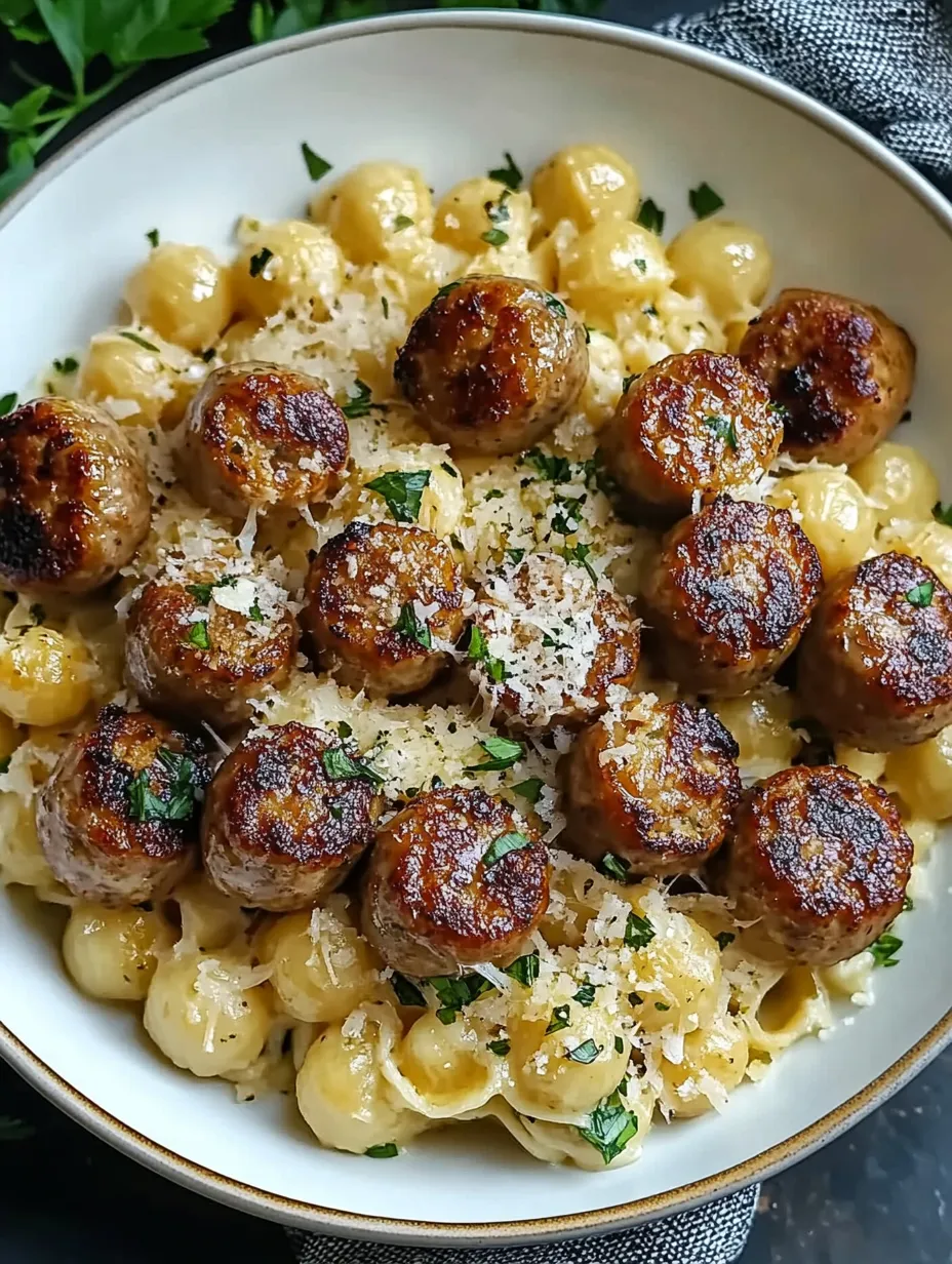 Best Garlic Butter Sausage Bites with Creamy Parmesan Pasta Recipe