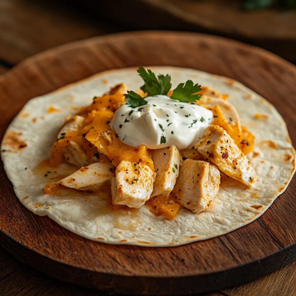 Homemade Cheesy Garlic Chicken Wraps