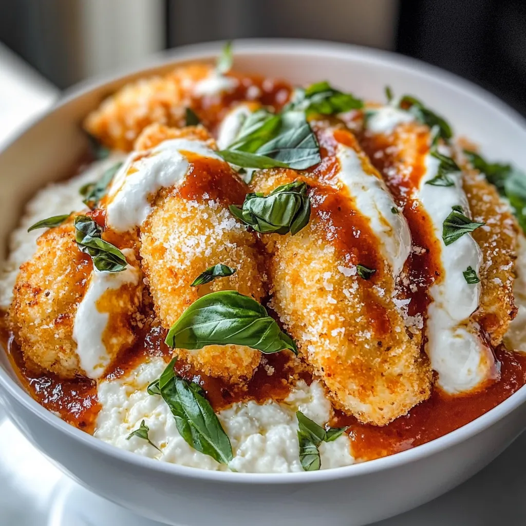 A bowl of food with a white sauce.