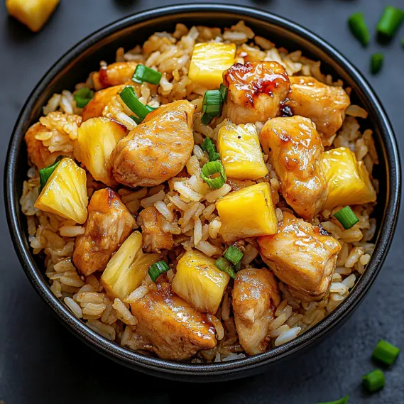 A bowl of rice and chicken.