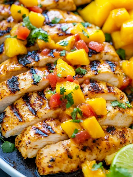 Chicken with pineapple and tomato.