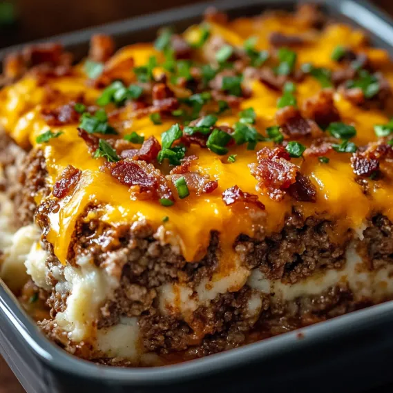 A dish with bacon and cheese.