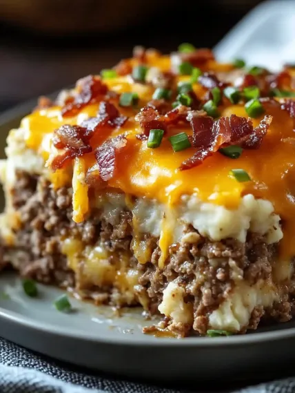 A plate of food with bacon and cheese.