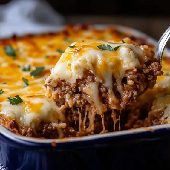 A fork is stuck in a casserole dish.