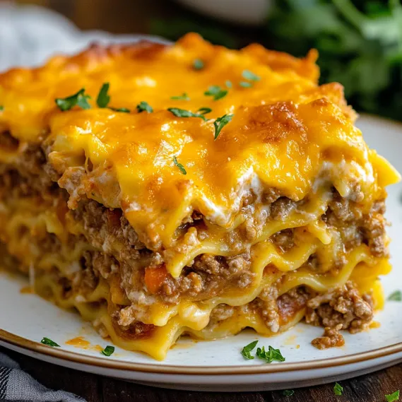 A casserole dish with meat and cheese.
