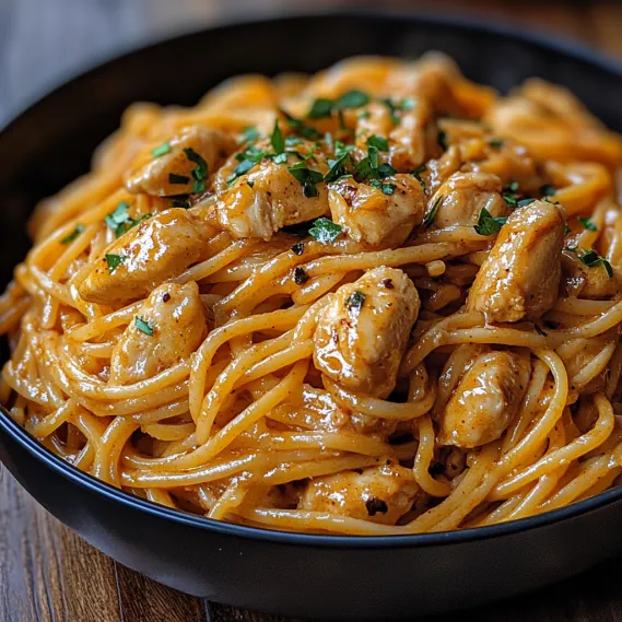 A bowl of chicken and noodles.