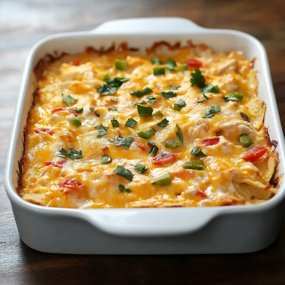 A white bowl with a casserole dish in it.