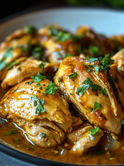 Chicken with green herbs.