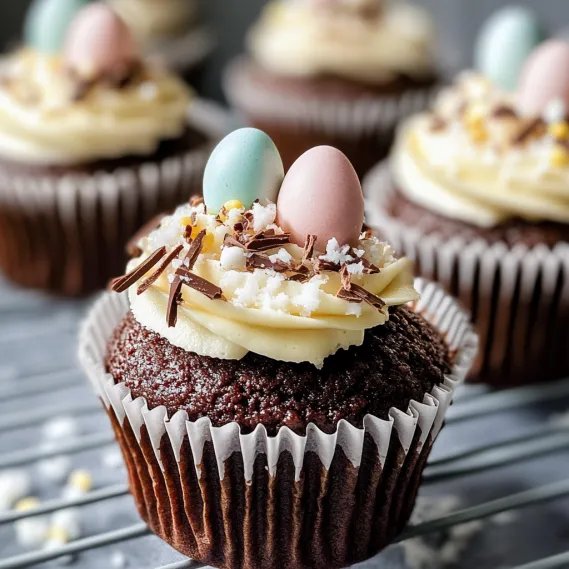 A cupcake with a chocolate frosting and a white frosting on top.