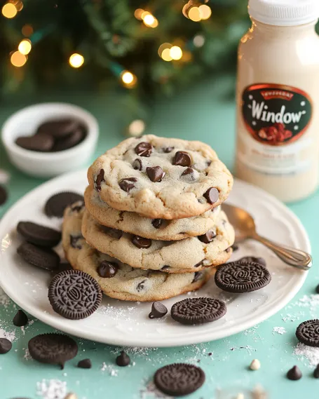 A plate of cookies with a bottle of milk.