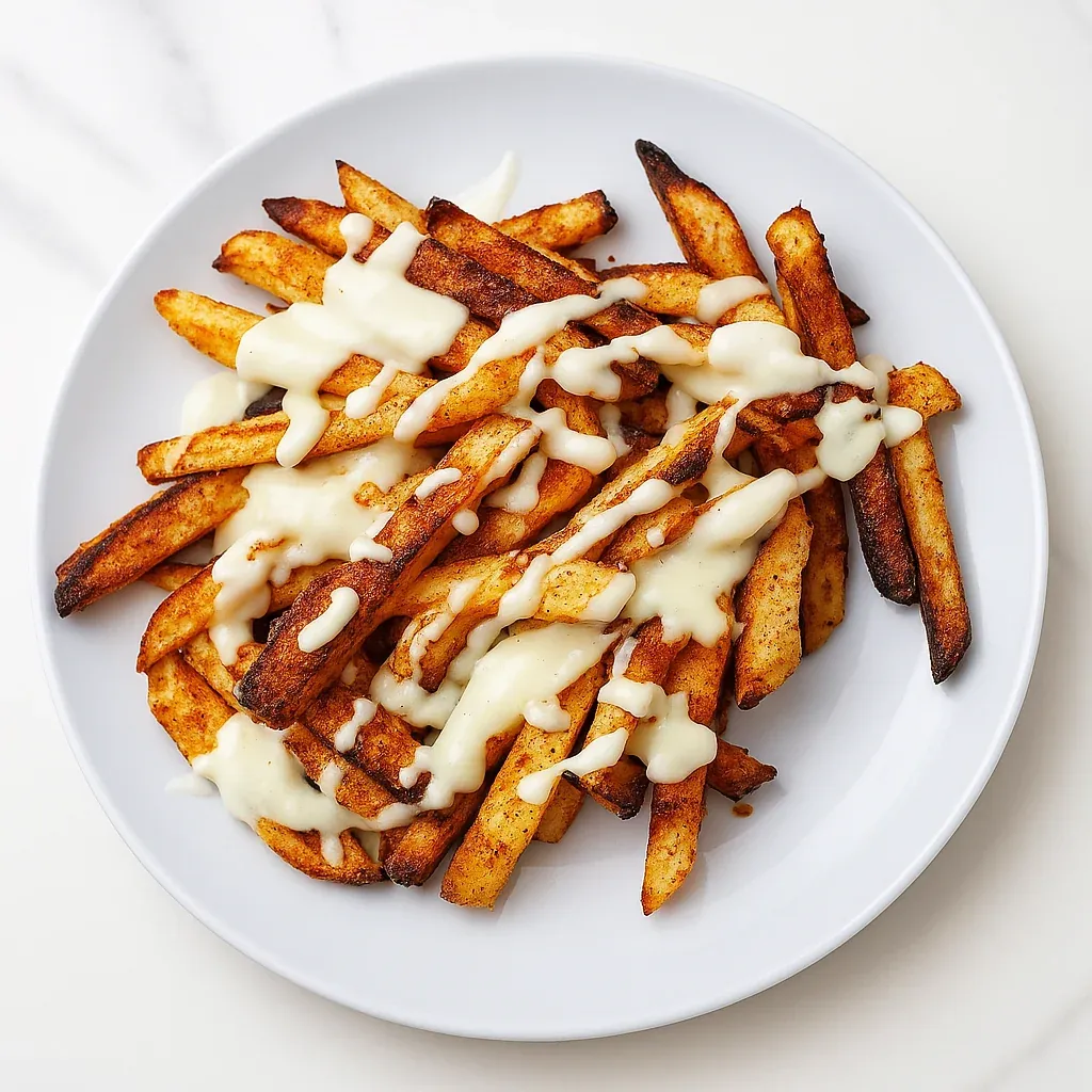 A plate of fries with cheese.