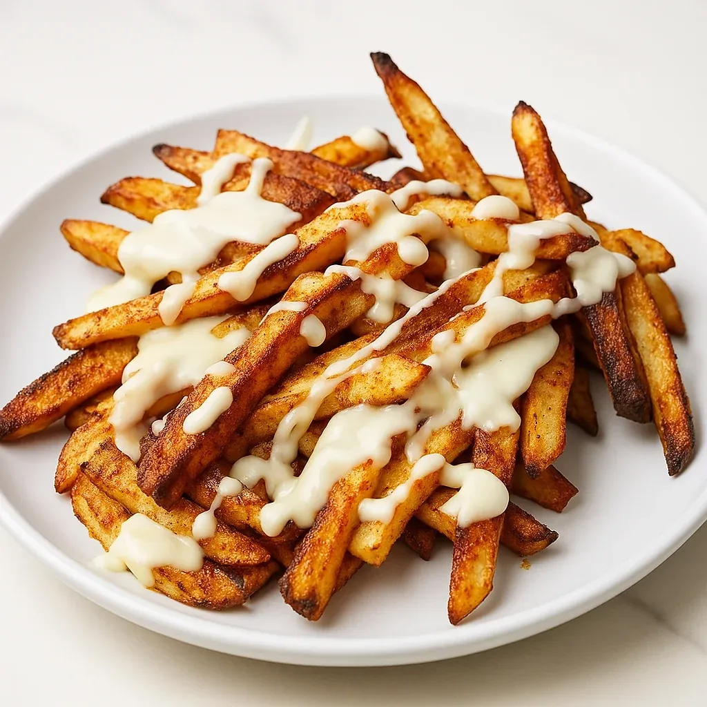 A plate of fries with cheese on top.