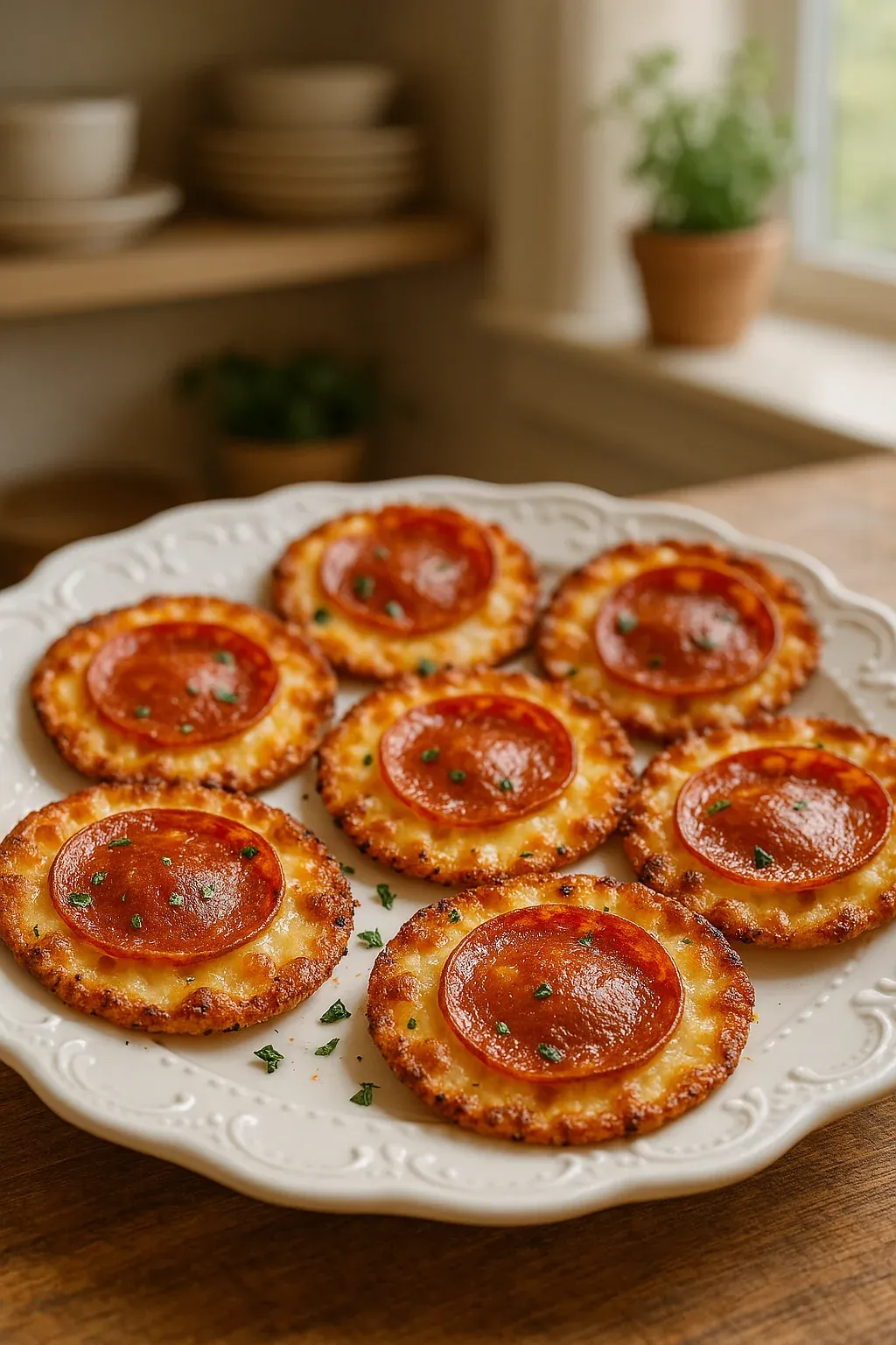 A plate of pizza with cheese and pepperoni.