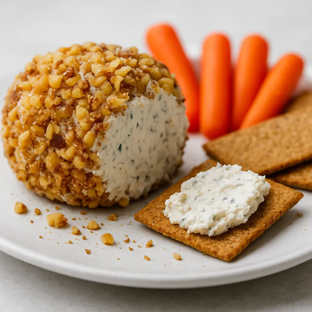 A plate of food with a dip and crackers.