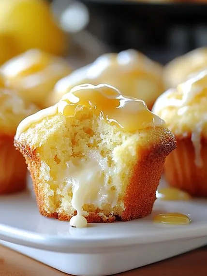A cupcake with white frosting and drizzled with caramel.