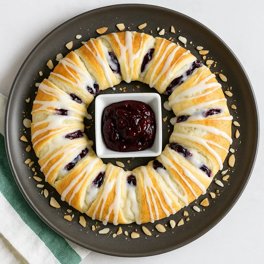 A plate of food with a jelly center.