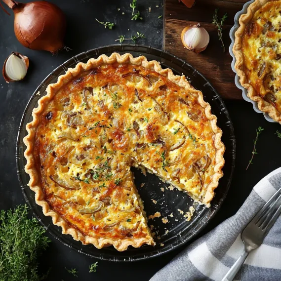 A slice of quiche is on a plate.