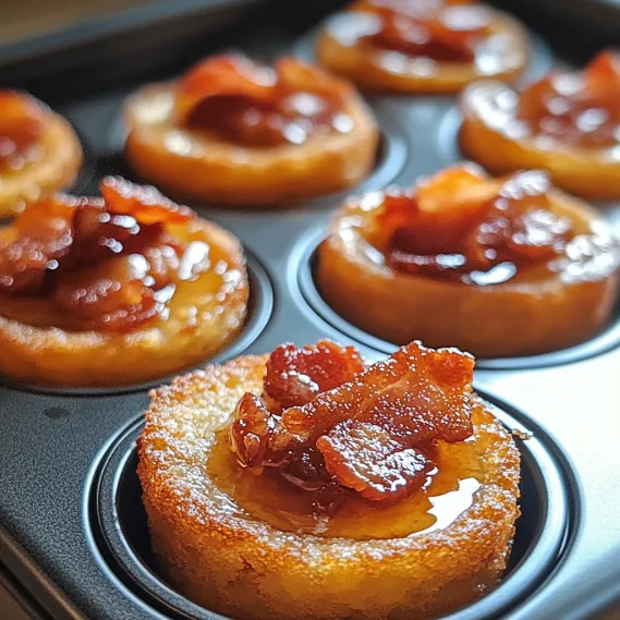 Bacon and apple pie in a cupcake holder.