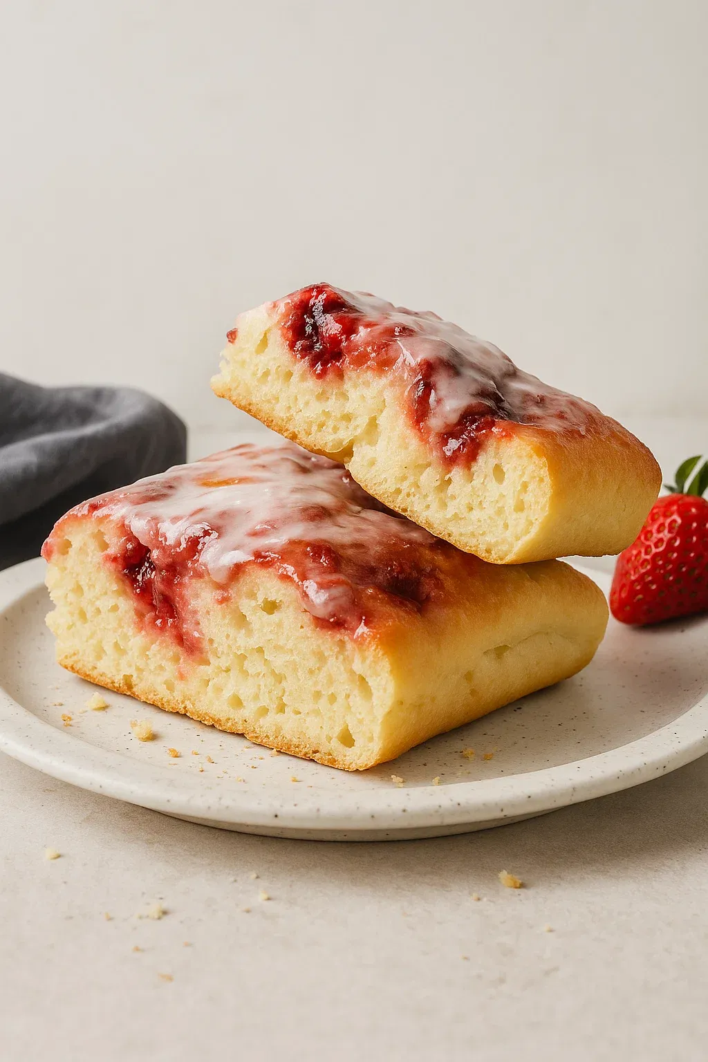 Two pieces of bread with jelly on top.