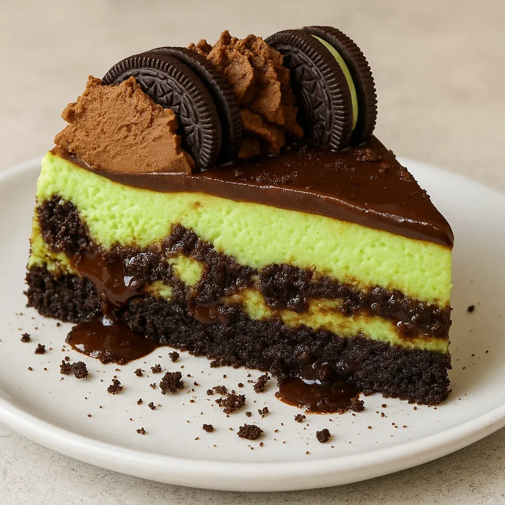 A slice of chocolate cake with a cookie on top.