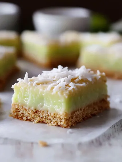 A piece of cake with coconut on top.