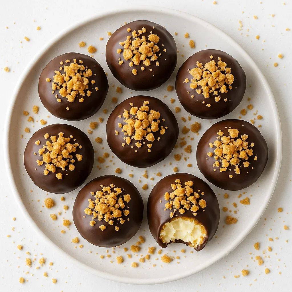 A plate of chocolate covered balls with nuts.