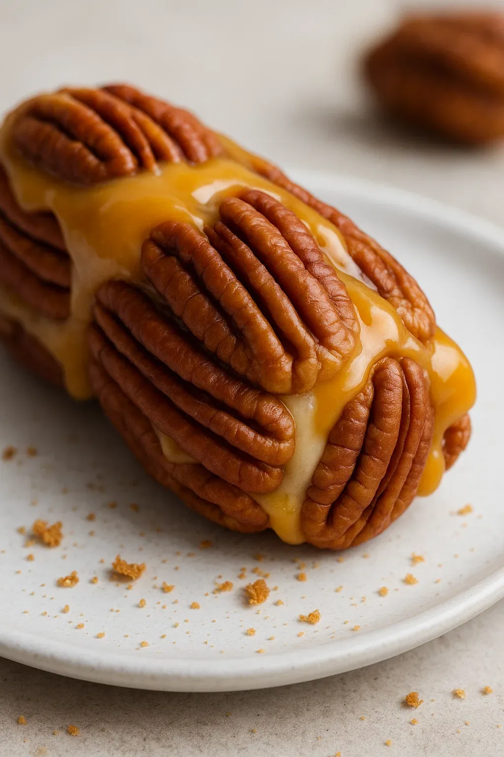 A piece of food with a glaze on it.