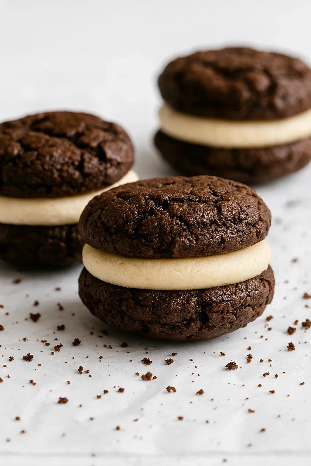 A chocolate and white cookie.
