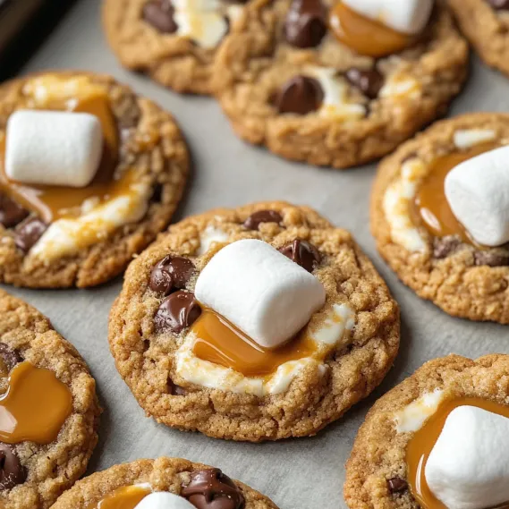 Marshmallows on top of cookies.