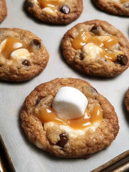 Marshmallows on cookies.
