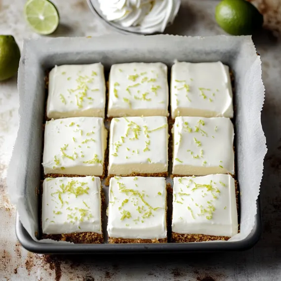 A pan of desserts with lime wedges on the side.