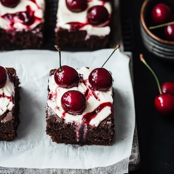 A dessert with cherries and chocolate.
