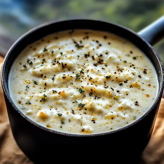 A bowl of soup with a spoon in it.