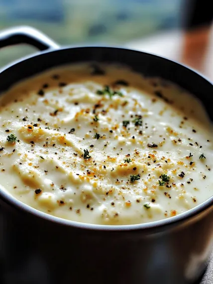 A bowl of soup with a spoon in it.