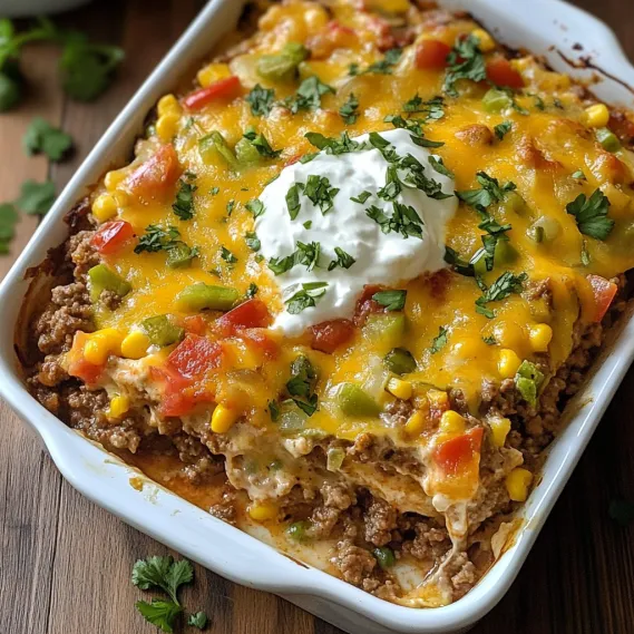 A white bowl with a casserole in it.