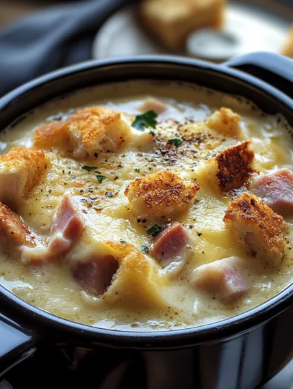 A bowl of soup with bread.