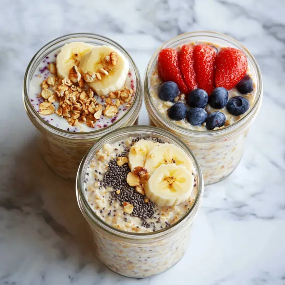 Three jars of food with bananas and blueberries.