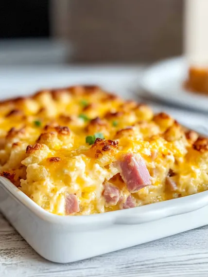 A white plate with a casserole on it.