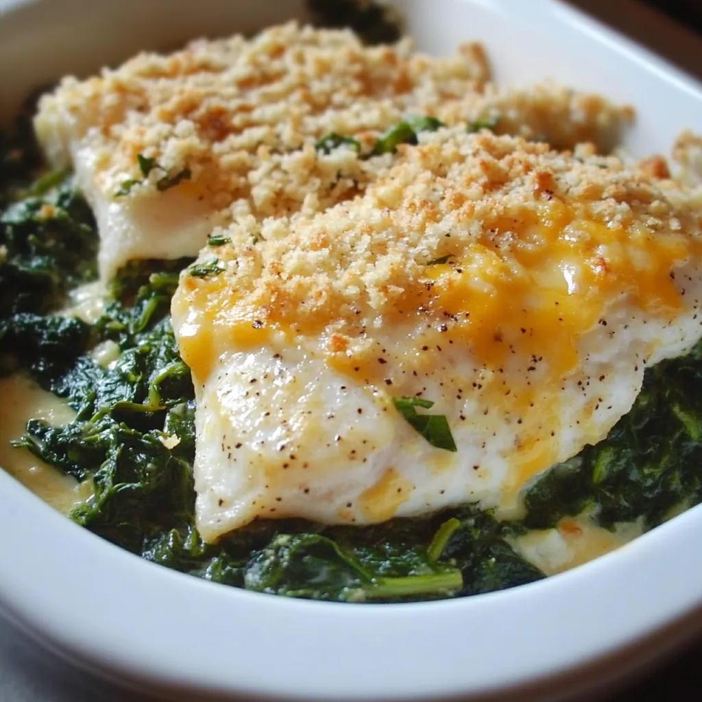 A white bowl filled with fish and greens.