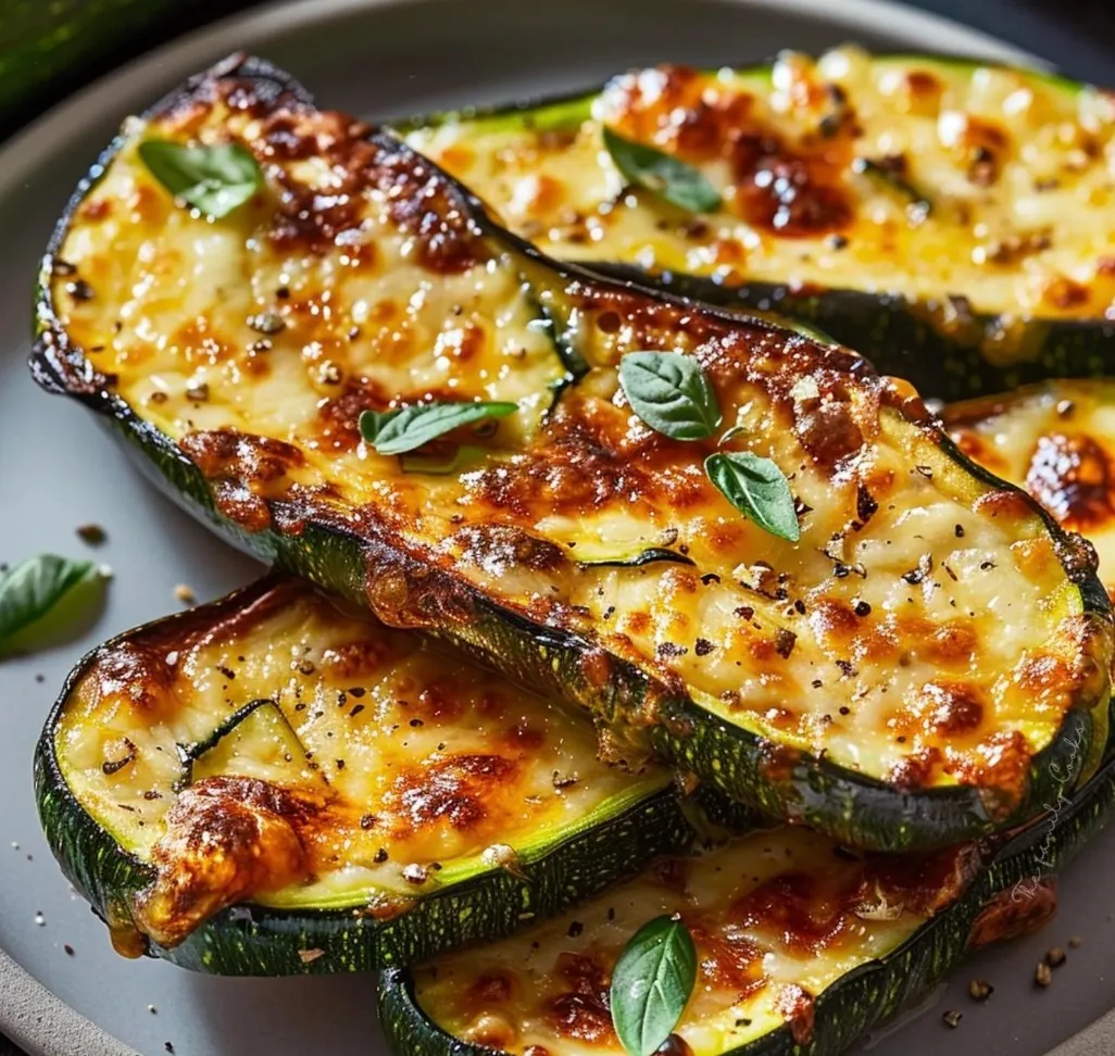 Cheesy Garlic Zucchini Steaks