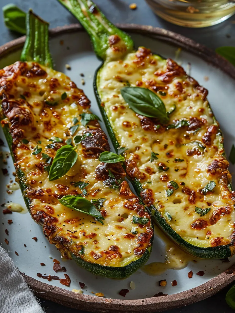 Cheesy Garlic Zucchini Steaks